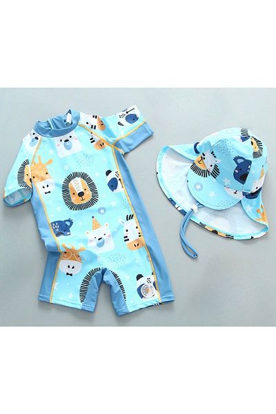 Petityu Costum de baie cu protecție solară cu uscare rapidă pentru băiat UPF50+ Lion
