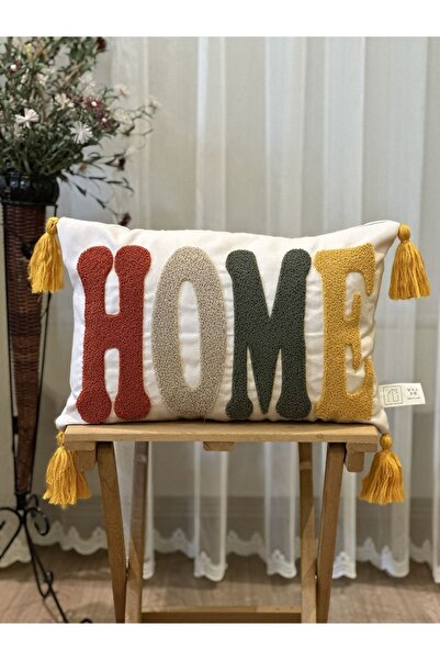 BUGİ HOME COLLECTİON غطاء وسادة مطرز بشراشيب ومطرز من Home Punch