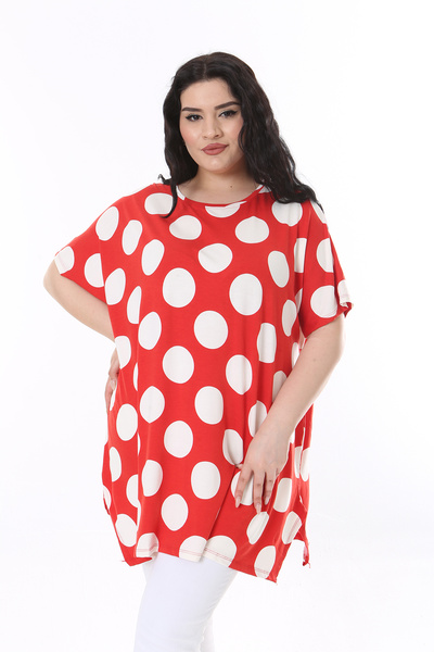 XL Modam Women's Large Size Polka Dot Pattern Tunic