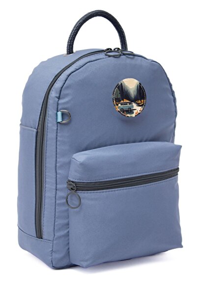 MUCCO Μπλε Unisex Αδιάβροχο ύφασμα Bondit Ευρύχωρο αντικαταστάσιμο σακίδιο πλάτης με εικονογραφήσεις