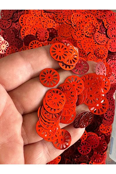 Gönülden Tasarım 20 GR 1 CM Roată cu paiete roșii - Broderie de scris cu paiete perforate