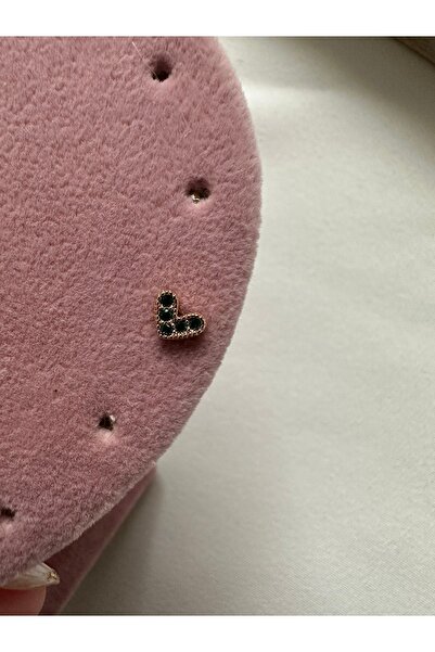 ringbox Gold Zirkon Zümrüt Taşlı Kalp Model Tragus Piercing Kıkırdak Küpe