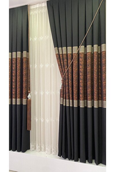 Fon Dünyası Panel Background Curtain Cinnamon Black (single Wing)