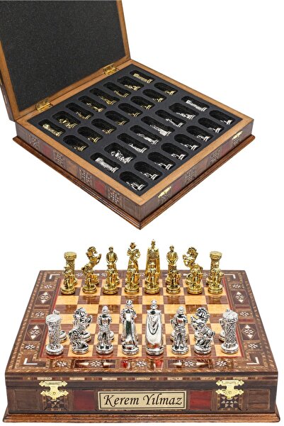 Cooper Chess Premium 30cm Masif Ahşap Kutulu Metal Satranç Takımı Orta Çağ İn...