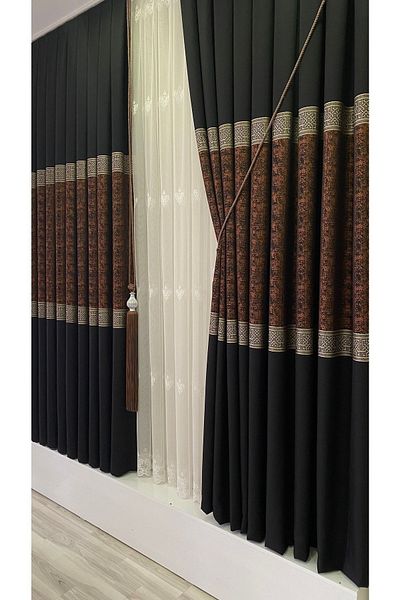 Fon Dünyası Panel Background Curtain Cinnamon Black (single Wing)