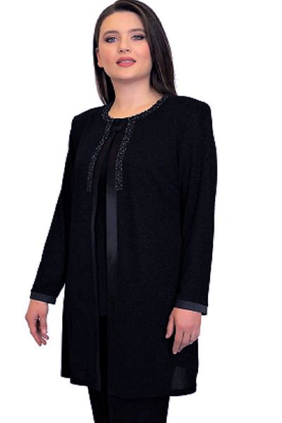 N.Y.YILDIZ Σετ μπλούζα και μπουφάν Star Black Navy Blue Glitter με σατέν ρίγες - Εσωτερικό και εξωτερικό κοντό μπουφάν