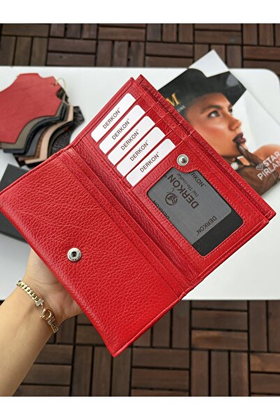 DERKON Užitečná dámská peněženka z pravé kůže s dvojitým krytem