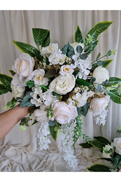 Destina Tasarım Gelin Arabası Süsü Beyaz Çiçekli Model