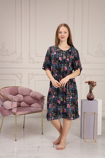 İMAJİNAL Rochie de damă 100% viscoză cu fermoar cu imprimeu floral
