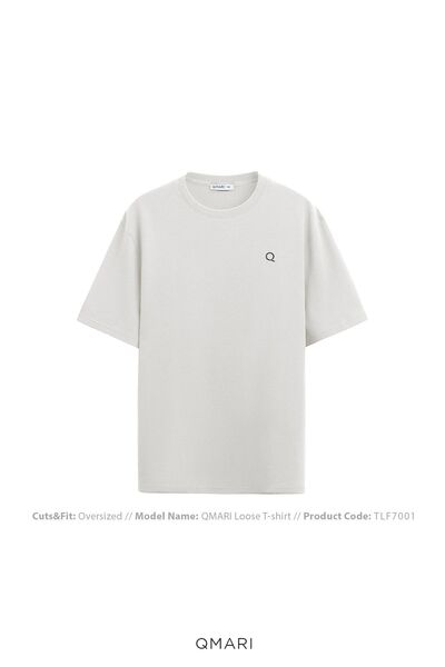 QMARI Λευκό ανδρικό μπλουζάκι - Βαριά γραμματοσήμανση, λαιμόκοψη, κοντό μανίκι, κέντημα |   100% βαμβάκι, υπερμεγέθη