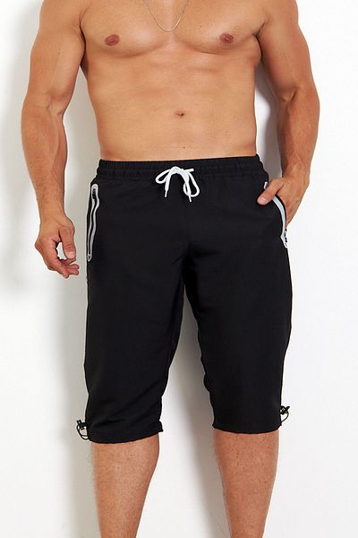 Enrico Ferry Plus Size Men's Capri - Black, Micropoly, Elastic Waist, Pocket and Quick Dry EDY2524B-S