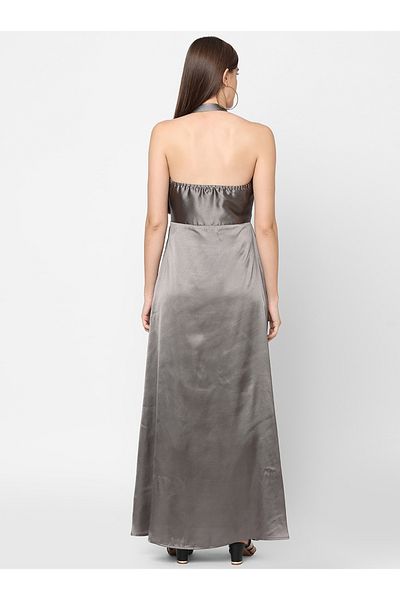 Mish By Styli Satin Cowl Neck A-Line Maxi Dress
