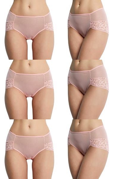 DONEX Bato Model Tulle Fabric - Lace Detailed Back Waist Γυναικεία κιλότα 6 Συσκευασία