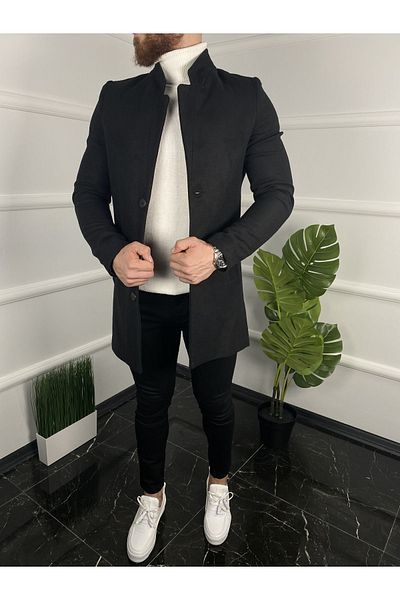 MİX CLOTHES Ανδρικό παλτό με όρθιο γιακά με λεπτή εφαρμογή