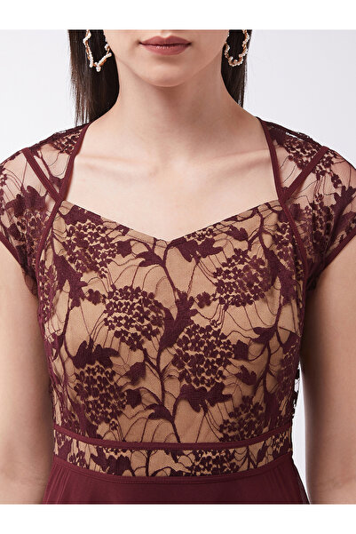 Miss Chase By Styli Floral Mesh Insert A-Line Maxi Dress