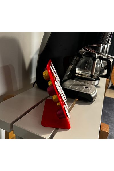 Trend Pleksi Capsule Coffee Stand (Nespresso & Jacobs Compatible 10 Capsule Capacity Red)