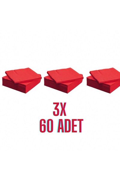 luckyrain 33x33Cm Red Paper Napkin - Set of 3