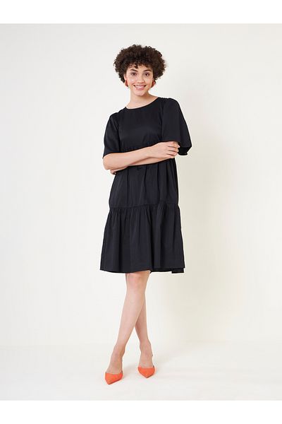 Femmella By Styli Cotton Tie-Up Back Tiered Midi Dress