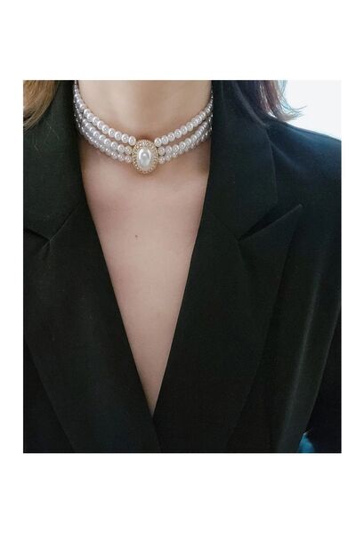 Boox99 Vintage Choker İnci Gold Kolye