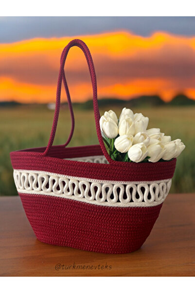 Türkmen Ev Tekstil Пляжна сумка з джуту - сумка на руці та плечі, аксесуар, с...