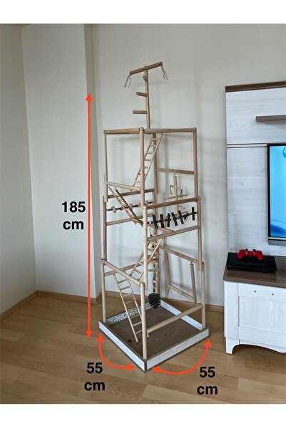 Paks Pet Papağan Oyun Parkı No:20 Büyük Papağanlar için Oyun Alanı 55x55x185cm