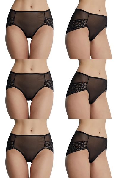 DONEX Bato Model Tulle Fabric - Lace Detailed Back Waist Γυναικεία κιλότα 6 Συσκευασία