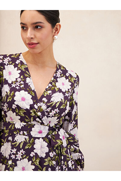 Femmella By Styli Floral AOP Wrap Midi Dress