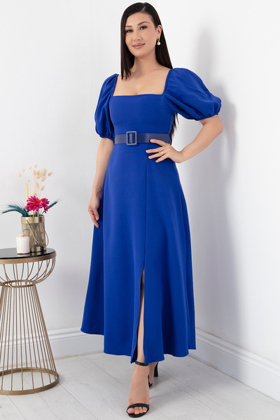 PULLIMM Атласна сукня з квадратним вирізом і рукавом-балон - NY4309