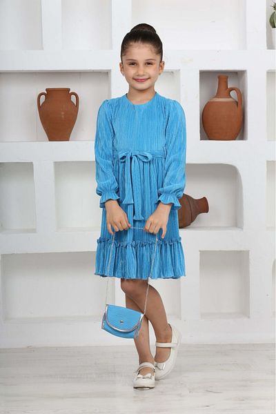 Asortix Knitted Satin Pleated Dress for Girl - Bag Detail and Lining
