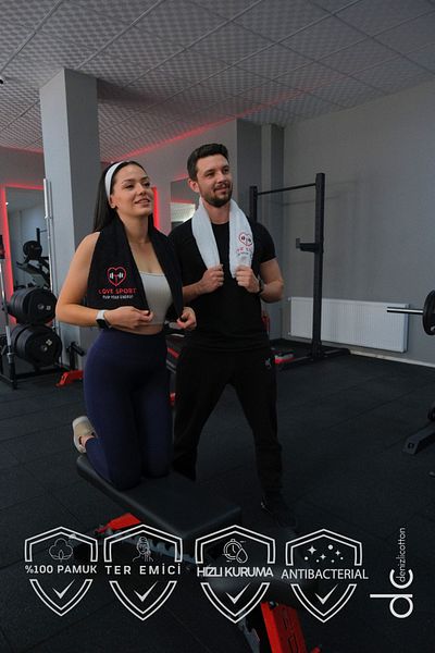 denizlicotton Cotton Embroidered Athlete Towel - Anti-Bacterial and Sweat Absorbent Boxing Tennis Fitness Plates