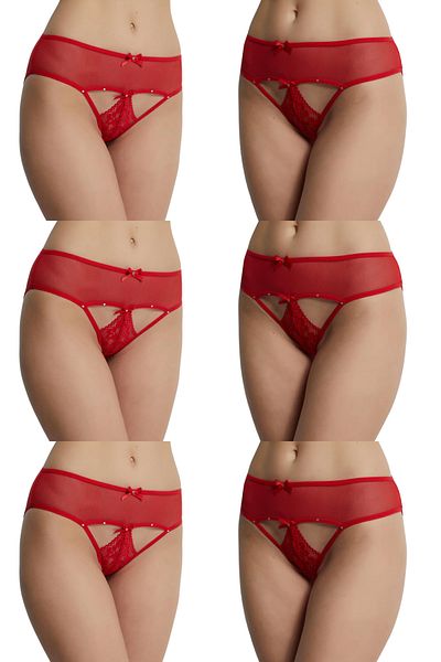 DONEX Chiloți de bikini din dantelă cu detalii în piatră - Pachet de 6 femei