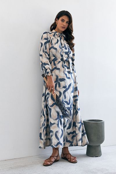 VAVİNOR Indigo Soft Patterned Dress
