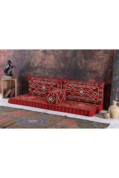 BAKIRÖZÜ HOME 1.kalite Şark Köşesi Takımı Anadolu Kırmızı Modeli Sünger Dahil...