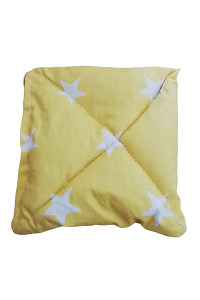 yün de yün Yellow Fabric Unwashed Wool 15X15 cm Back and Chest Pillow (Pack of 2)
