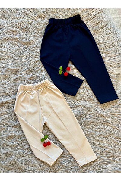 enes baby 2 Pack Full Lycra Tights for Girls - Cherry Detail