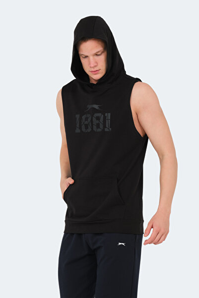 Slazenger Vasilisa Men's Sleeveless Black T-Shirt with Kangaroo Pocket