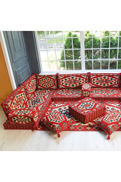 BAKIRÖZÜ HOME Şark Köşesi Takımı Konsepti Yörük Kırmızı Modeli Koltuk Takımı ...