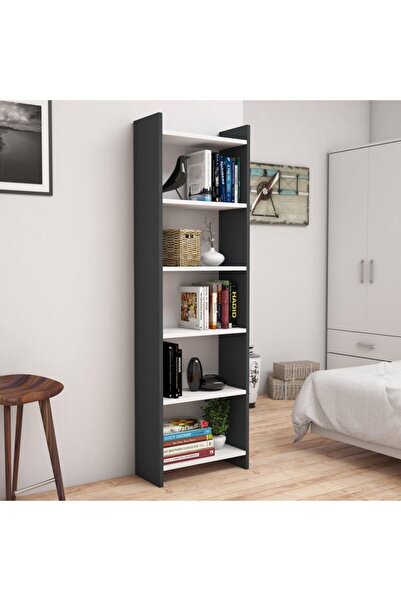 Bimossa W6030 Gülçiçek Kitaplık Antrasit/beyaz