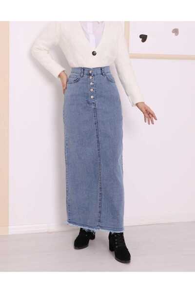 CNG MODA Denim Skirt - Half Button Design