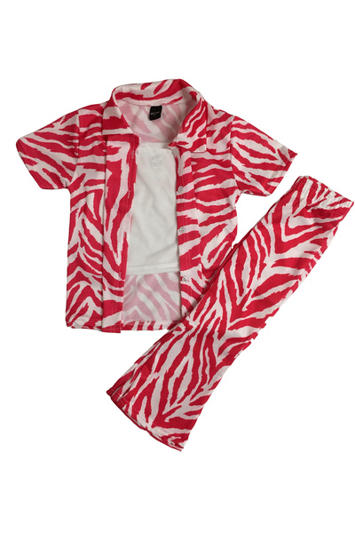 MG MİNİ GİYİM 3-10 Yaş Zebra Desenli Kız Çocuk Üçlü Takım - KÜÇÜK KALIP