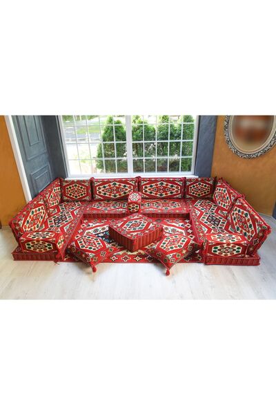 BAKIRÖZÜ HOME Şark Köşesi Takımı Konsepti Yörük Kırmızı Modeli Koltuk Takımı ...