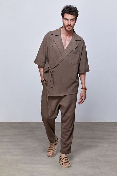 Dear Deer Bronze Linen Kimono