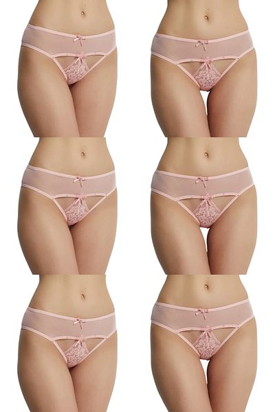 DONEX Chiloți de bikini din dantelă cu detalii în piatră - Pachet de 6 femei