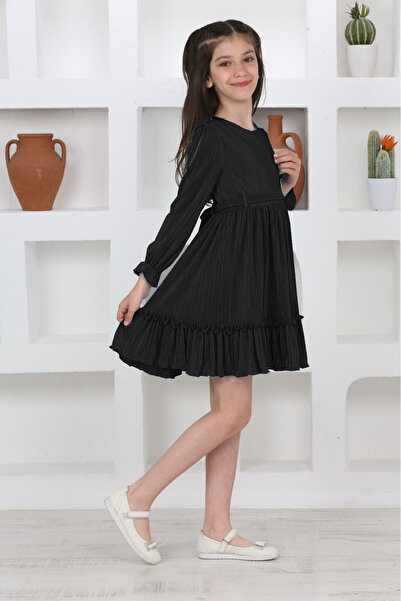 Asortix Rochie pentru fetiță cu pliuri și căptușeală - satin tricotat, detali...