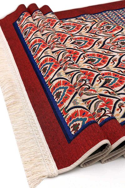 Bursa İpek Burgundy Tapestry Prayer Rug - Carnation Pattern