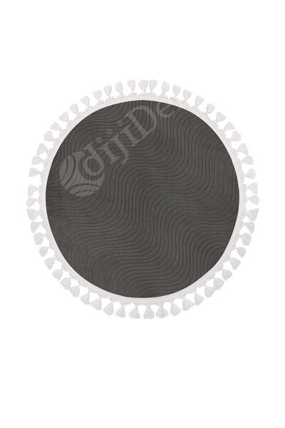 Dijidekor سجادة حمام دائرية من Avangard Sahra Anthracite مهدب 110X110