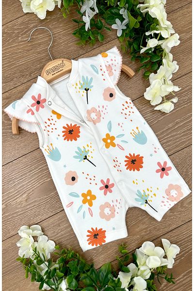 PATSAN 100% Cotton Frilly Summer Floral Jumpsuit for Baby Girl