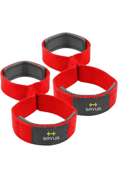 SAVUR 8 Loop Lifting Straps - Barbell Strap, Pack of 2