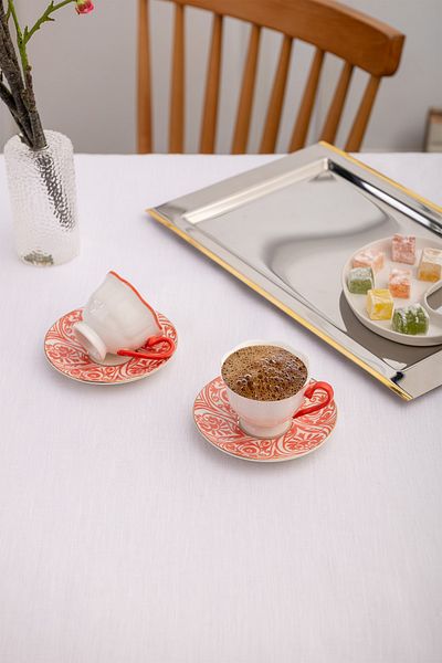 Emsan Aurora 2-Person Jade Coffee Cup Set - 90 ml Pink