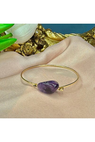Elifsu Jewelry Ametist Standart Charm Bileklik Altın Rengi